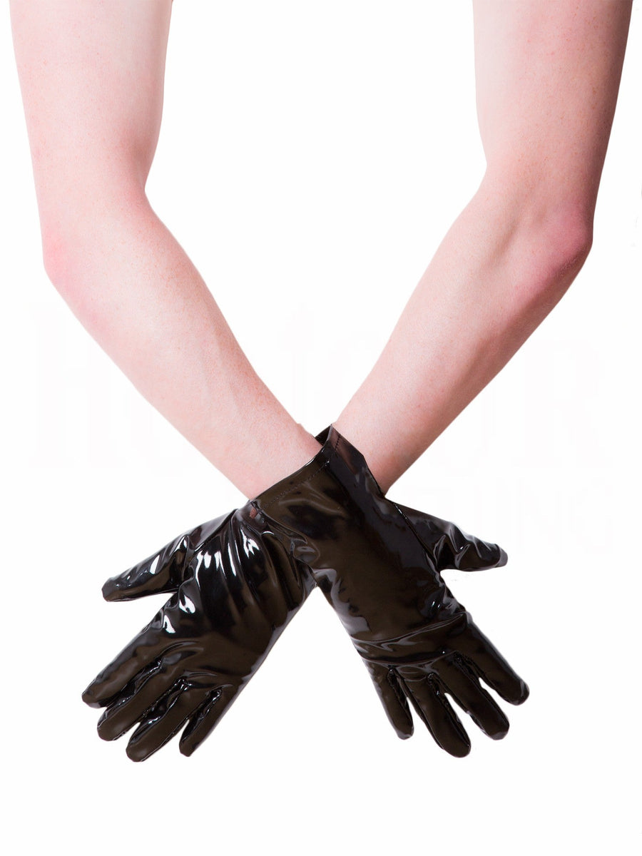 Black PVC Short Gloves