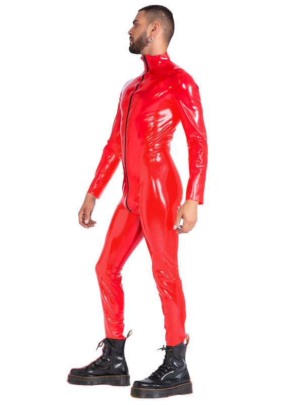 Limited Edition - Heavy Duty (0.55mm) Panelled Red Latex Catsuit