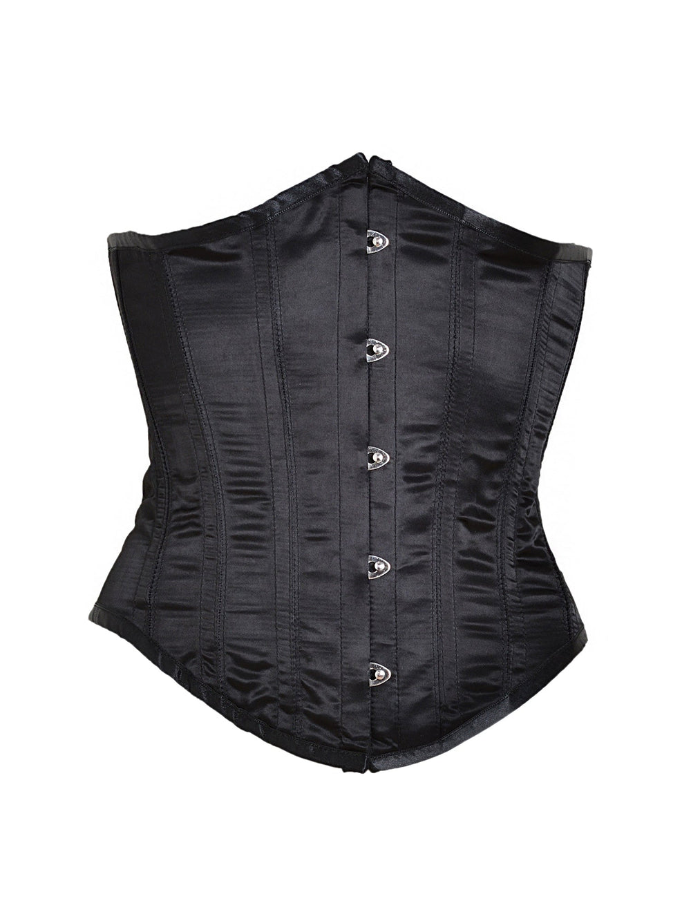 Black 4-Strap Satin Underbust Corset - Honour Clothing