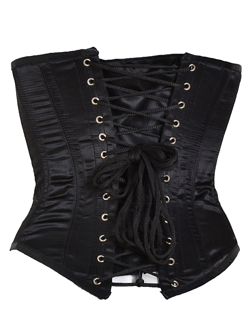 Black 4-Strap Satin Underbust Corset - Honour Clothing
