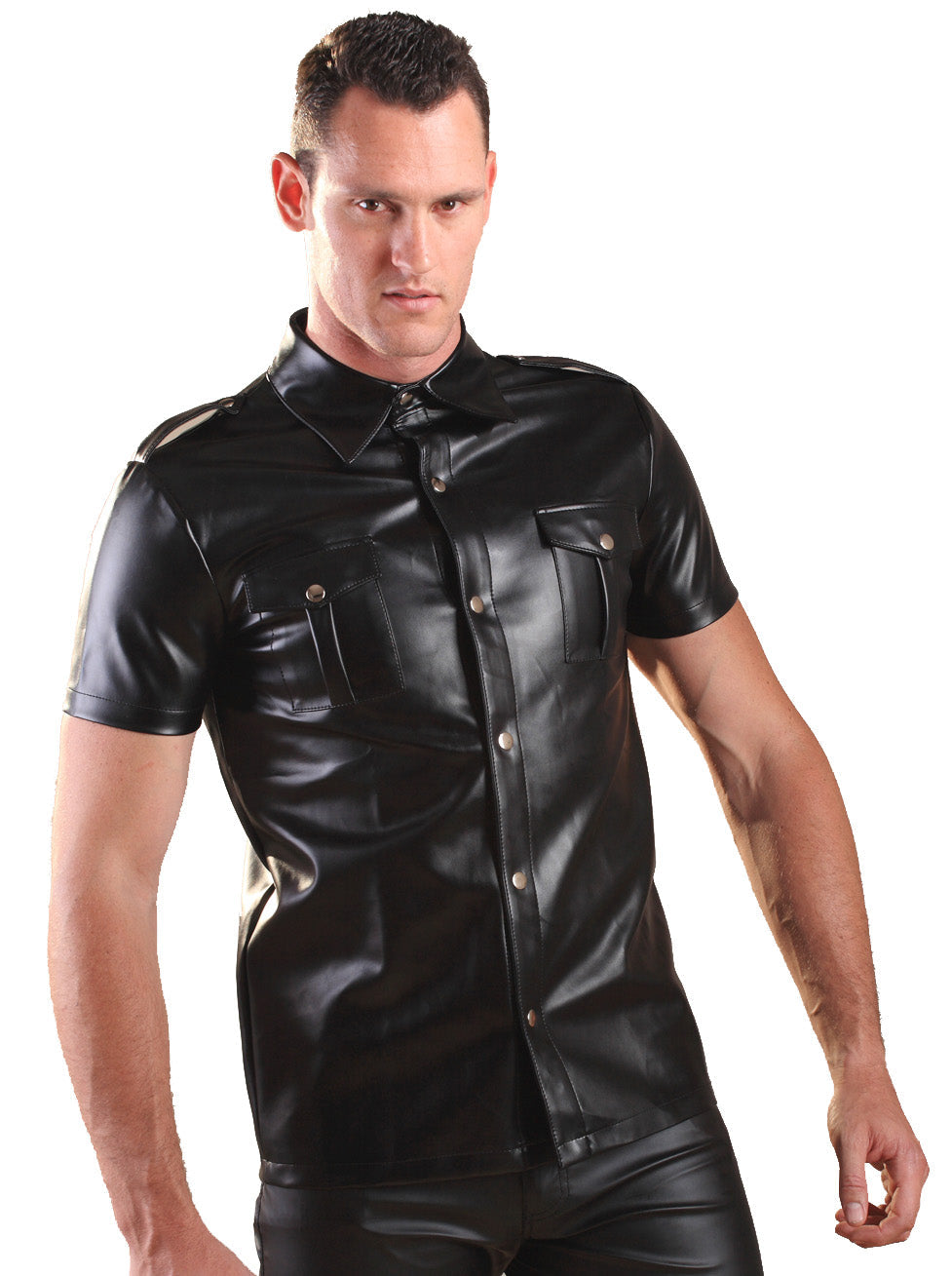 Black Mens Leather Shirt - Honour Clothing