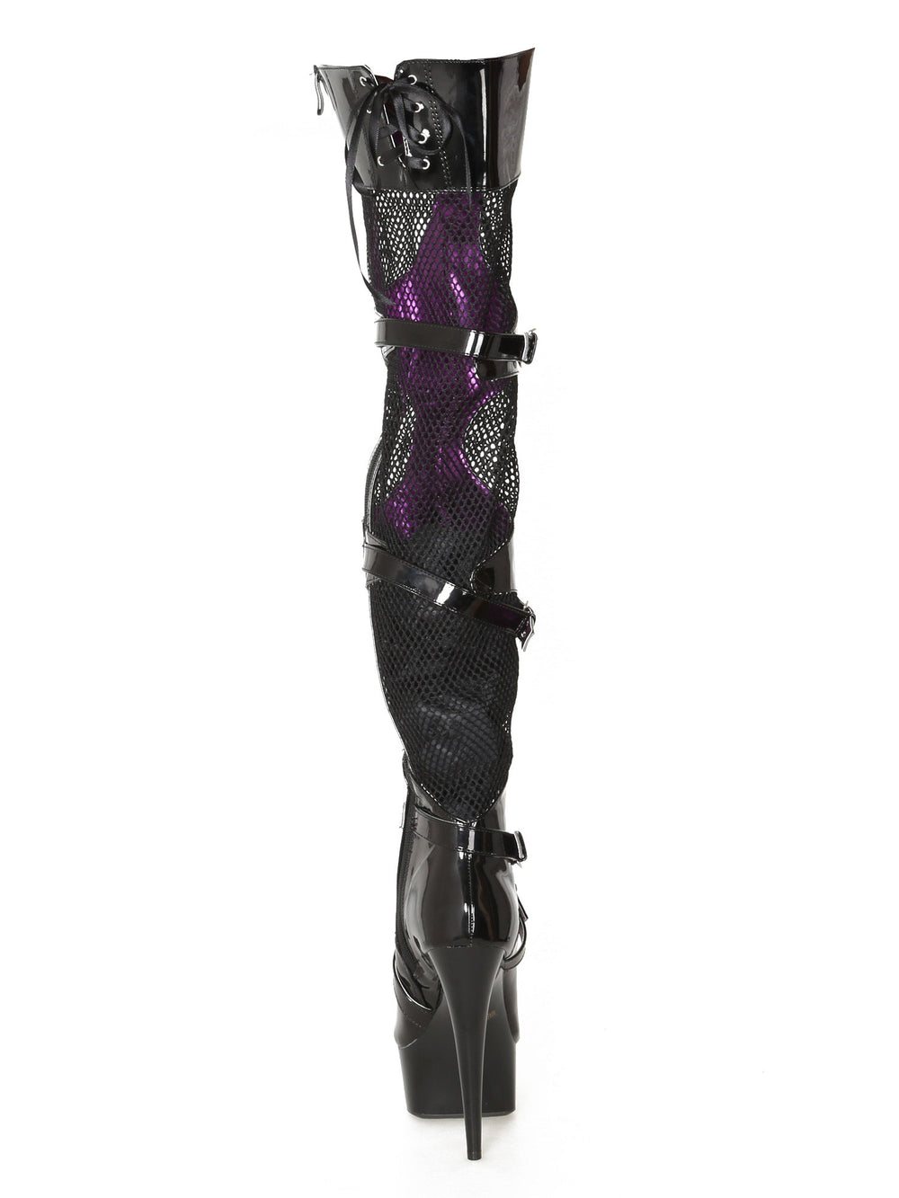 Black Panel Thigh High Boots - Honour Clothing