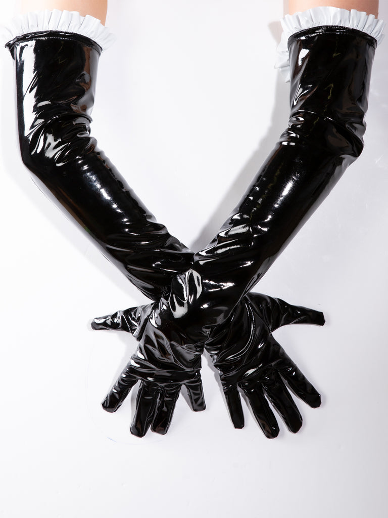 PVC Frilly Elbow Gloves – Honour Clothing