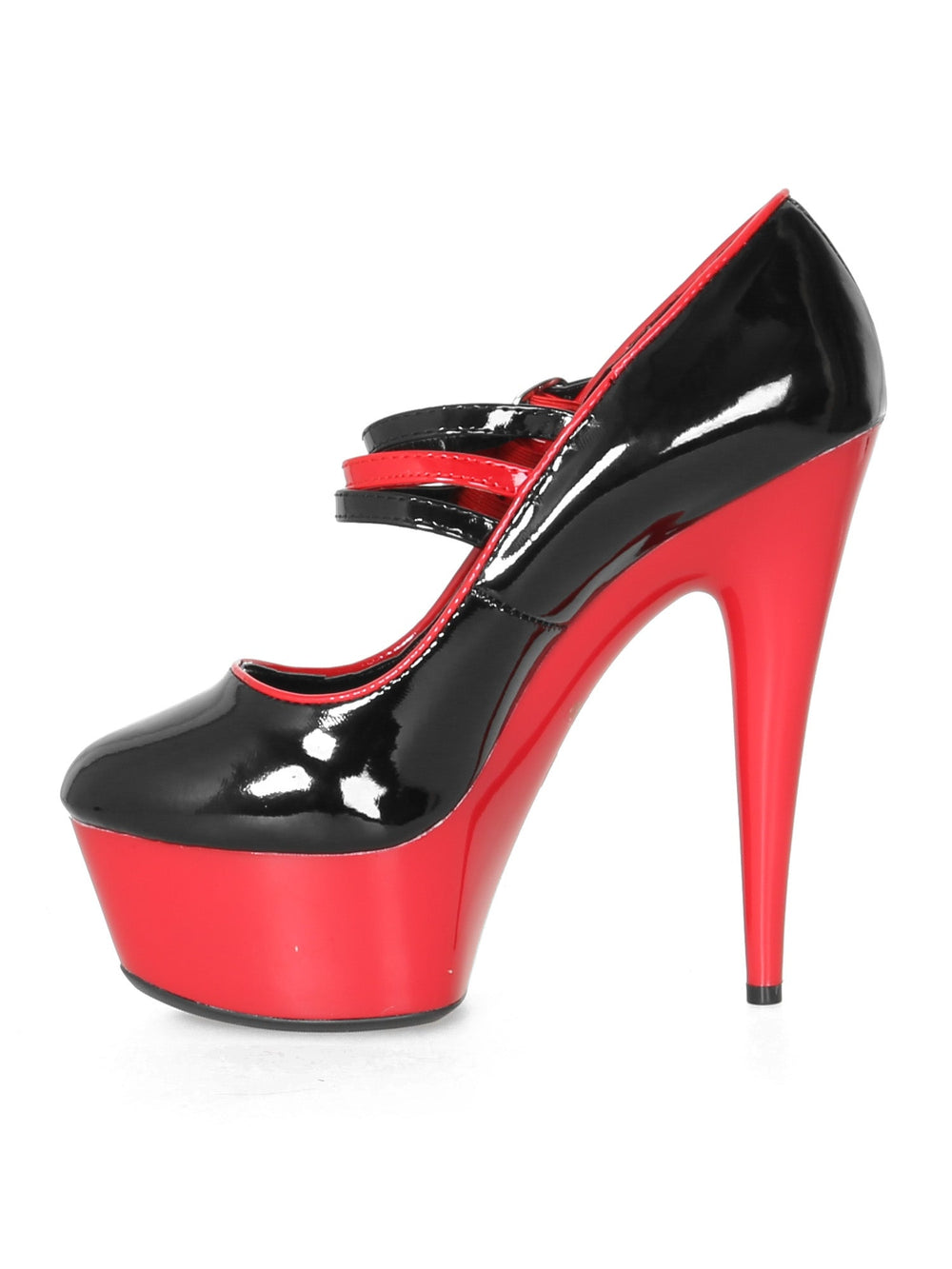 High Gloss Vinyl Black & Red Shoes - Honour Clothing