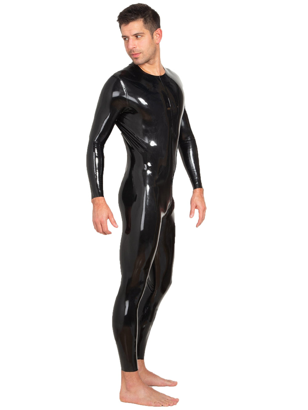 Latex Catsuit Neck Entry With Crotch Zip - Honour Clothing