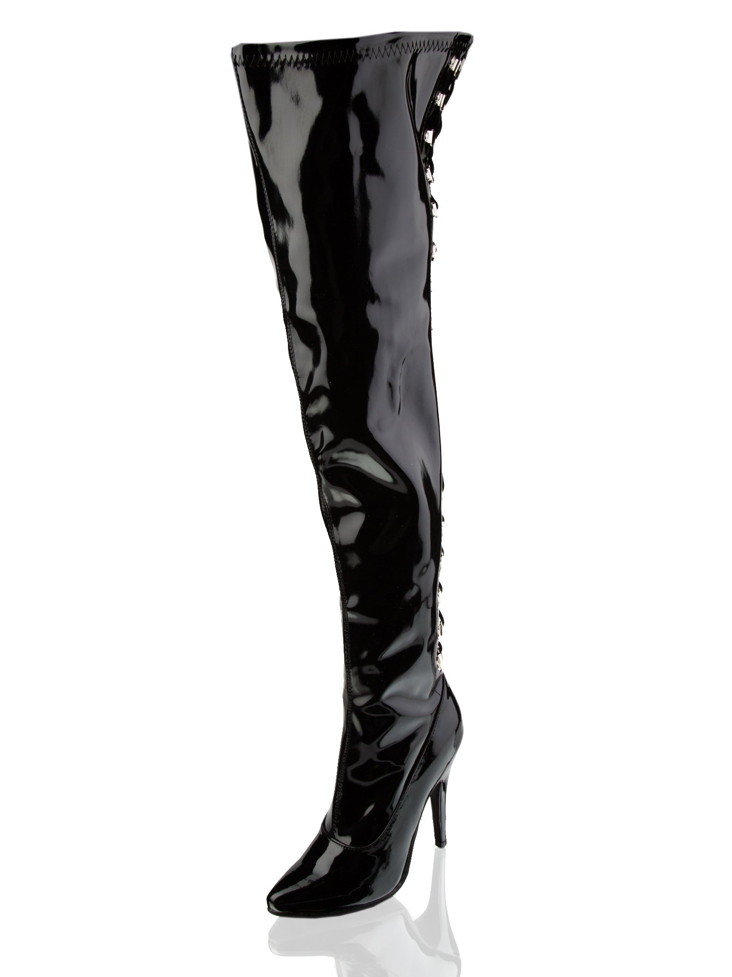 Shiny Black PVC Thigh High Boots – Honour Clothing