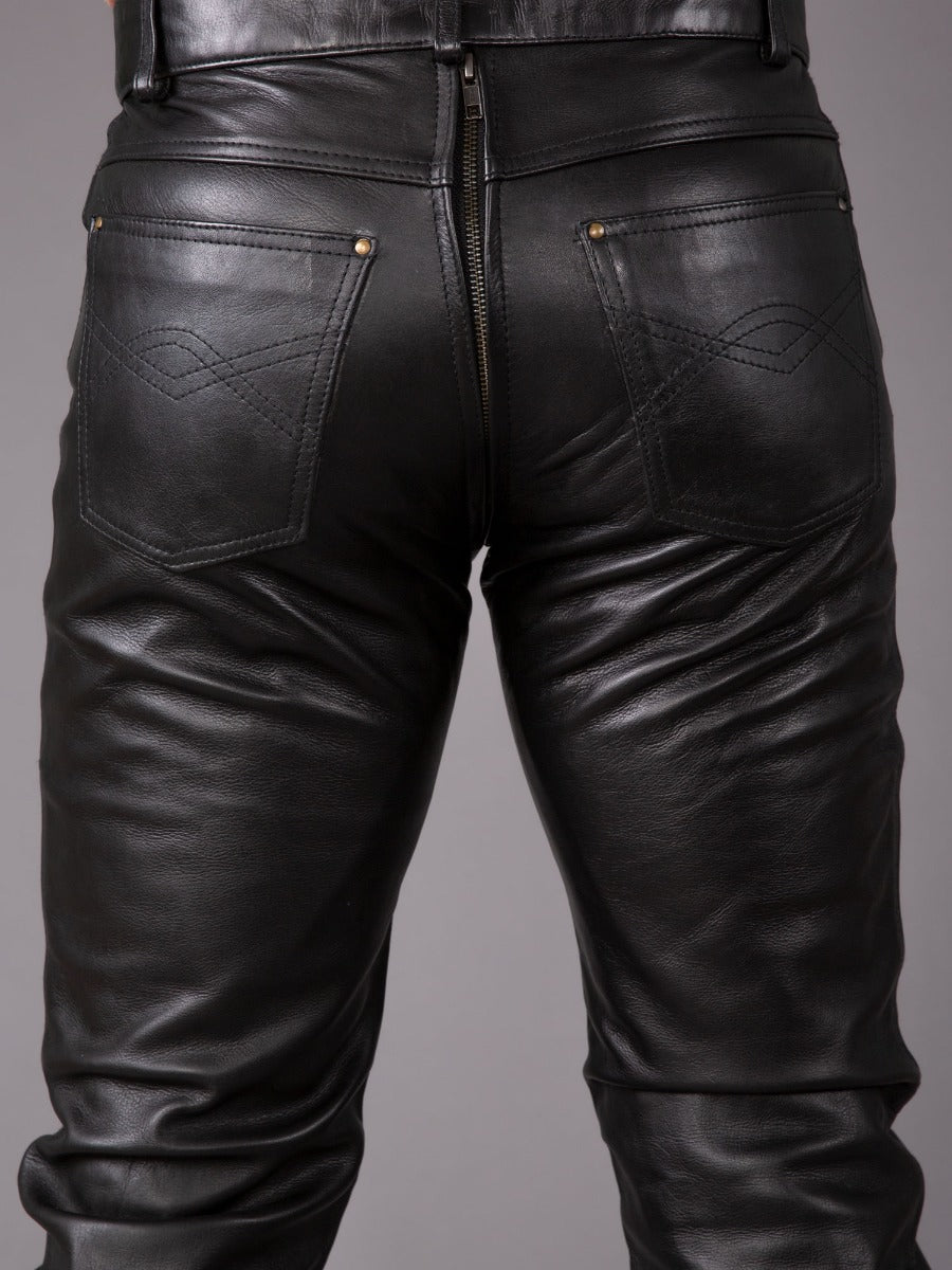Zip Fly Leather Jeans - Honour Clothing